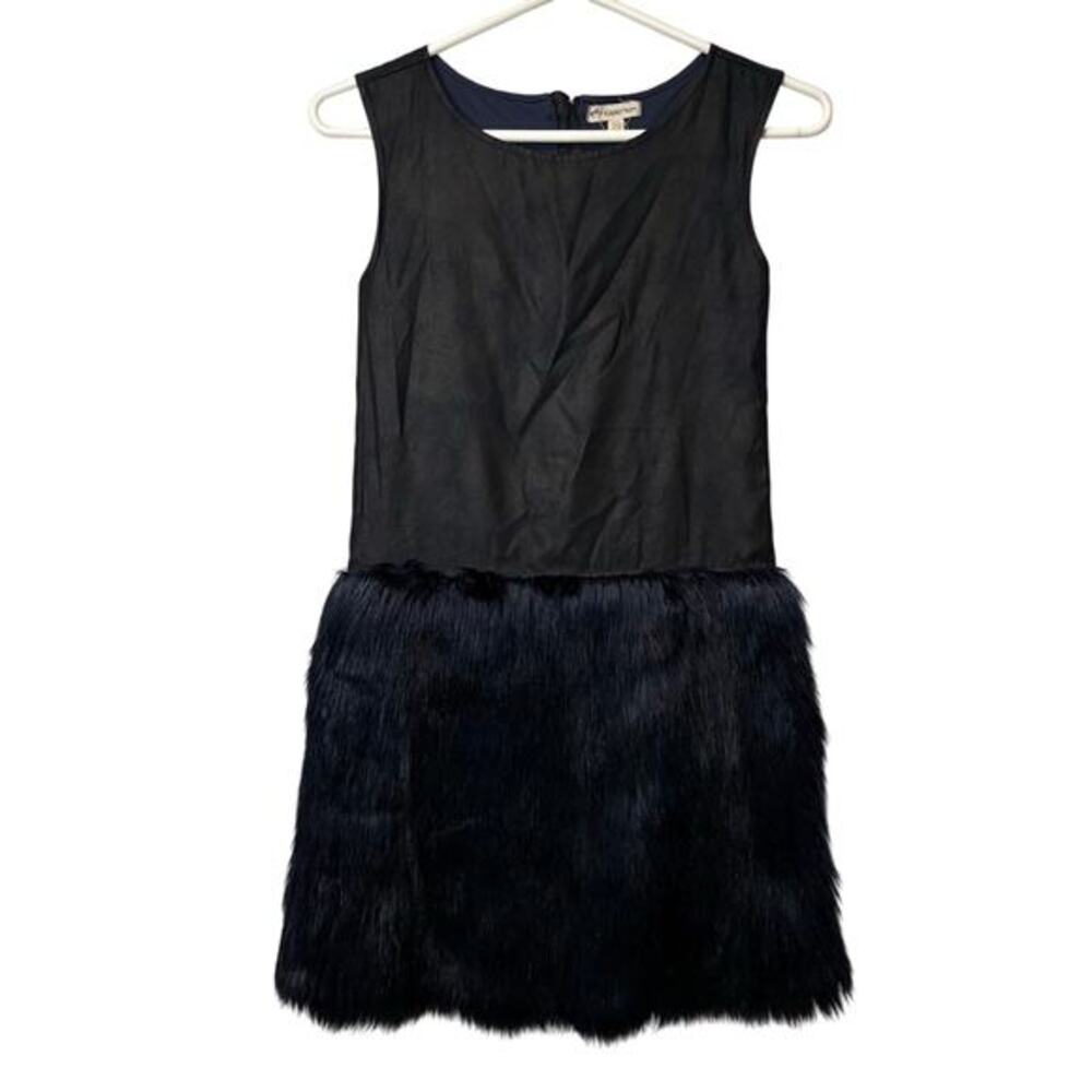 Appaman Eve Faux Leather‎ Faux Fur Girls Party Dress Navy Blue Size 14